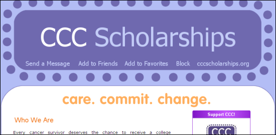 CCC Scholarships: Social Media Portfolio Sample Myspace Design Sample